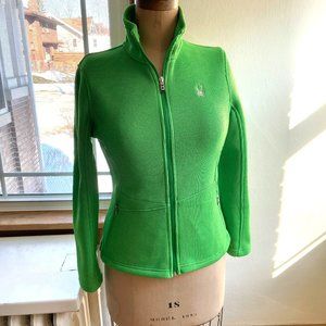Green womens Spyder zip up jacket size L but fits like a medium